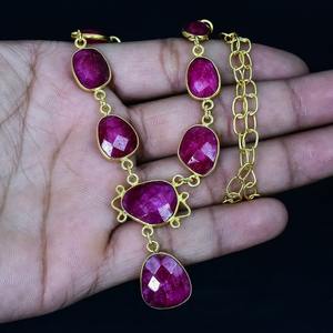 Collar de piedras preciosas de rubí de Plata de Ley 925, joyería hecha a mano, collar de estilo bohemio de plata, joyería para mujer, regalo de boda para esposa - Product Image 4