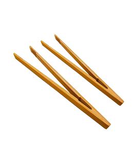 2 Pieces 100% Natural Bamboo Toast Tongs,10.2 Inches Long Tongs with Anti-slip Design,for <b>Toaster</b>,Fruits, Bread & Pickles - Product Image 1