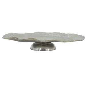 Bandeja de servicio curvada dorada artística con acentos florales y superficie texturizada para una exhibición elegante y una decoración única - Product Image 5