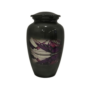 Urne de crémation en métal conception de texture de couleur blanche et bleue pour urne de cendres en aluminium de souvenir de fournitures funéraires - Product Image 3