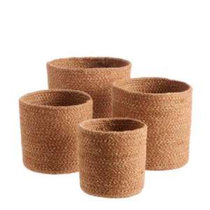 Lot de 3 paniers en jute léger de haute qualité faciles à transporter pour le stockage de boissons domestiques Logo personnalisable sur les bacs en tissu - Product Image 2