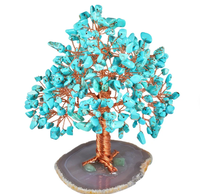 Grand arbre de vie en cristal vert Howlite Turquoise avec géode Agate tranches Base cristal arbre de prospérité fait à la main intérieur maison