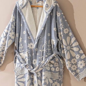 Peignoir turc en tissu éponge Daisy, motif floral, à capuche, 100% coton - Product Image 5