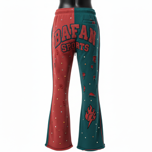 กางเกงผู้ชายผ้าเนื้อนุ่มระบายอากาศได้ดี 350 GSM สีแดงและเขียวแบบสองสี พร้อมโลโก้ปักแบบกำหนดเอง ผ่านการซักแล้ว - Product Image 3