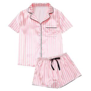 Ensemble de pyjama en satin pour femmes, longueur totale, doux et léger, vêtements de nuit confortables, élégant, printemps été, devant - Product Image 4