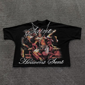 220GSM Heavyweight 100% Cotton <b>Satin</b> Solid Custom Logo Short Sleeve O-Neck Oversized T-<b>Shirt</b> Plus Size <b>for</b> <b>Men</b> DTG/DTF Screen - Product Image 1