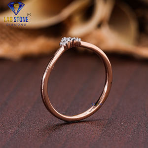 Lab-Stone Party Wear Bague en diamant 0.05 TDW Diamant taille ronde Or rose 18kt Couleur EF-VS - Product Image 5