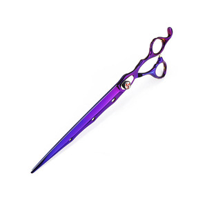 กรรไกรตัดแต่งขนสัตว์เลี้ยงแบบหรูหรา สีม่วง ใบมีดตรงคมกริบ สำหรับคนถนัดขวา กรรไกรตัดแต่งขนสัตว์เลี้ยง - Product Image 4