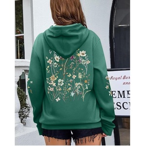 Superventas de mujer 100% algodón manga larga hombro pendiente cuello redondo estampado cómodo pulóver Sudadera CON CAPUCHA DE Bangladesh - Product Image 4