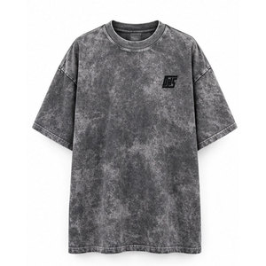 เสื้อยืดโอเวอร์ไซส์ทรงหลวมสไตล์วินเทจผ้าฝ้ายลำลองแนวสตรีทแฟชั่นไหล่ตก ผลิตตามสั่ง ขายส่งจากโรงงาน - Product Image 1