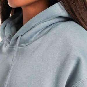 Pour femme 2025 nouveauté haut court sweats à capuche haut court à capuche à manches longues pour femmes hauts surdimensionné 100% coton gris à capuche - Product Image 3