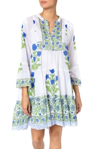 Amii — Mini robe à manches large, couleur fraîche, col montant, tunique de plage, style Boho Chic, été, 3/4, 2020 - Product Image 6