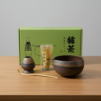 Ensemble de matcha en céramique de qualité supérieure 3460884Set, nouveau design style Japandi, résistant à la chaleur, avec fouet et cuillère pour un usage quotidien