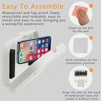 Soporte Impermeable para Teléfono de Ducha con Rotación de 360 Grados °   Soporte de Pared Giratorio Ajustable para Teléfono, para Espejo de Baño, Bañera, Cocina