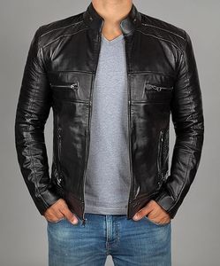 Veste d'hiver en cuir chaude nouveau design veste en cuir d'agneau véritable pour hommes veste en cuir de fourrure coupe ajustée pour hommes - Product Image 1