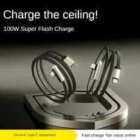 100W Rechtwinkliges Typ-C-Kabel 3A Schnellladung USB 3.0 Datenkabel Geflochtenes Nylon Verzinntes Kupfer für Mobiltelefon Kamera