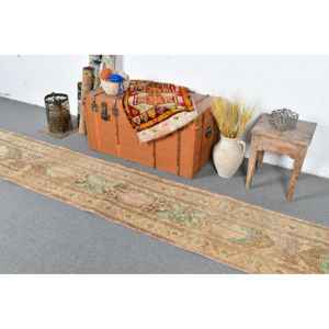 พรมวินเทจ, พรมแบบยาวขนาด 1.9x10.7 ฟุต พรมตุรกี, พรมขนสัตว์สีน้ำตาลสไตล์ตะวันตกเฉียงใต้ - Product Image 3