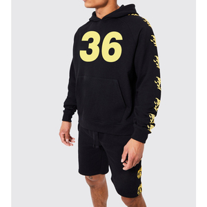 Jogging \ Shorts Conjuntos de dos piezas Slim Fit Media cremallera Sudaderas con capucha Conjunto de chándales con logotipo personalizado Conjuntos cortos con capucha para hombres - Product Image 1