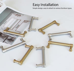 Poignées de porte contemporaines en alliage de zinc, finition or brossé et argent, pour meubles de chambre, salle de bain, armoires de salle à manger, commodes et cuisine - Product Image 4