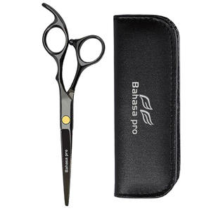 Tijeras de peluquero personalizadas profesionales de Color negro titanio VG10 acero inoxidable de alto carbono Punta de hoja afilada herramientas de belleza Bahasa Pro - Product Image 1