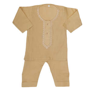 Shalwar Kameez brodé pour nouveau-nés garçons - Beige - Product Image 4