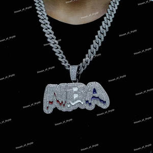 Collar Hip Hop con Colgante Personalizado con Nombre en Plata con Incrustaciones de Diamantes Moissanite y Cadena Cubana para Hombre y Mujer - Product Image 2