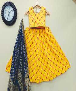 Best Collection New Arrival Latest Fashion Yellow Printed Work Women Lehenga Choli Ready Wear <b>Viscose</b> <b>Fabric</b> Wholesale Price - Product Image 2