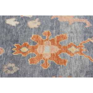 พรมตุรกีขนาดใหญ่พิเศษ 9.3x13.5 ฟุต สีน้ำเงินส้ม ลายอิคัต ทำจากขนสัตว์ - Product Image 5