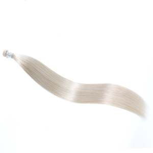สำหรับผมต่อ Genius Weft เกรด 12A ผมแท้จากรัสเซีย แบบแบน ติดคลิปและเทป สีบลอนด์แพลตตินั่มเย็น # 60A ซอฟท์ สเตรท - Product Image 4
