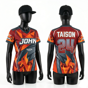 เสื้อแข่งอีสปอร์ตหญิง พรีเมียม 180 GSM ผ้าโพลีเอสเตอร์ผสมสแปนเด็กซ์ ระบายอากาศได้ดี สีม่วง เขียว ทอง ดีไซน์ลายแผง  โลโก้แบบซับลิเมชั่นสั่งทำได้ - Product Image 2