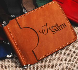 Clip para Billetes de Cuero Personalizado para Hombre, Tarjetero Delgado Personalizado, Regalo para Él, Clip para Dinero Grabado, Carteras Minimalistas - Product Image 3