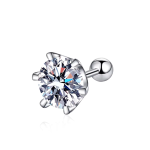 NOVAMART Fine GRA Certified D VVS1 Moissanite Stud <b>Earrings</b> <b>for</b> <b>Men</b> 0.3-1 Ct Round Radiant Sterling <b>Silver</b> Screw Back Wholesale - Product Image 1