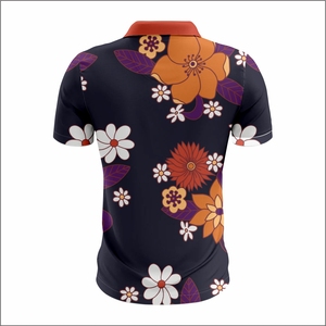 Camisetas de polo de golf informales unisex de talla grande con estampado floral, jersey de tela con cierre de botones, manga corta cómoda que absorbe la humedad - Product Image 6