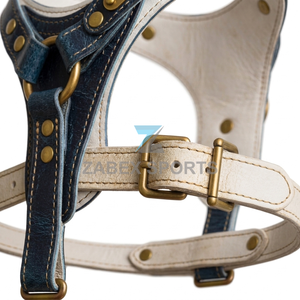 ZABEX SPORTS OEM ODM Adjustable Leather Dog <b>Harness</b> Belt Heavy Duty <b>Pet</b> Chest Strap Metal Hardware Print Fashion Ribbons - Product Image 4