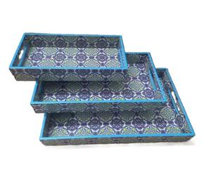 High Quality Customized Handcrafted Natural Wood Serving Tray with Floral MOP Bone Inlay for Home & Hotel <b>Decor</b>-Indian Style - Product Image 2