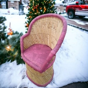 สินค้ายอดนิยมสไตล์วินเทจเก้าอี้หวายลานไม้ไผ่พร้อมเบาะสําหรับห้องนั่งเล่นร้านอาหารคาเฟ่เก้าอี้ไม้ไผ่ทอมือ - Product Image 2