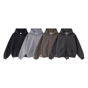 OEM Sweat à capuche de grande qualité avec double fermeture éclair et logo personnalisé Sweat à capuche zippé en coton et en polaire pour hommes - Product Image 3