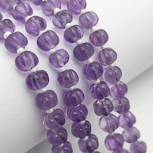 Vente en gros de perles de citrouille sculptées en améthyste de 5 à 7 mm perles en forme d'agate et de melon perles de citrouille en quartz pour la fabrication de bijoux - Product Image 1