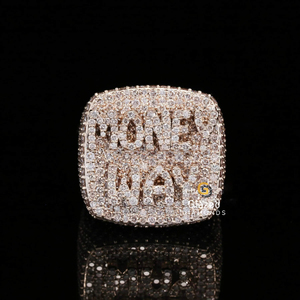 Bague carrée hip-hop personnalisée en argent sterling 925 avec diamants de laboratoire brillants entièrement sertis, design de lettres pour les mariages - Product Image 5