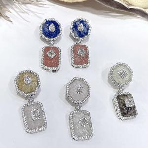 Fashionable Elegant Women Small Earrings with Zircon Stone Party Wear <b>Wedding</b> <b>Accessories</b> Mainly Made of Brass for Gifts - Product Image 1