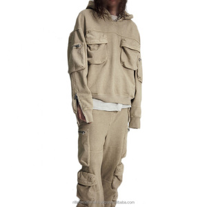 Ensemble de survêtement pour homme grande taille, respirant, en polaire épaisse pour l'hiver, 2 pièces, sweat à capuche et pantalon de jogging surdimensionnés - Product Image 5