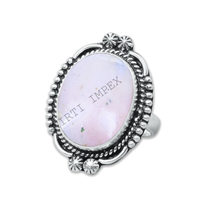 925 argent Sterling naturel rose opale forme ronde pierres précieuses réglage de lunette personnalisé personnalisé bagues artisanales bijoux fins - Product Image 2