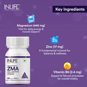 INLIFE ZMA 60 Cápsulas Zinc Magnesio Aspartato Vitamina B6 para Hombres Mujeres Apoya La Recuperación DE LA Fuerza Muscular Sueño Sistema Inmunológico - Product Image 4