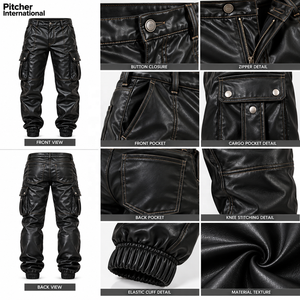 Wholesale <b>mens</b> <b>trousers</b> in genuine <b>leather</b> with straight leg fit for boutique retail sourcing programs - Product Image 6