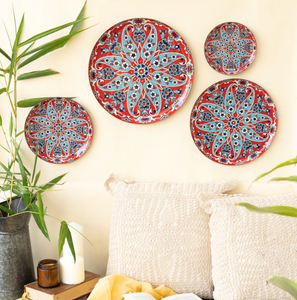 Ak Brass Perfect Printed Plate <b>Set</b> Of 4 Metal Wall <b>Art</b> For Living Room Hanging <b>Art</b> - Product Image 4