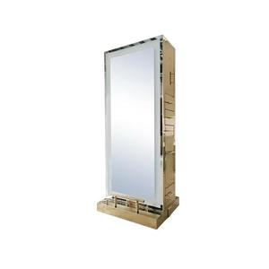 Miroir de Salon Moderne en Acier Inoxydable Doré, Meuble Double Face pour Coiffeur, Station de Coiffage Commerciale Non Pliable - Product Image 4