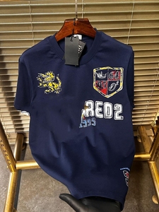 Camiseta de Manga Corta para Hombre, Talla Grande, Seda/Algodón, 300 Gramos, Lisa, Anti-Pilling, Cuello Redondo, Casual, Transpirable, Ecológica, OEM, ODM - Product Image 2