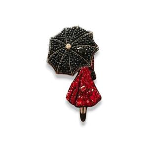 Broche negro con forma de manzana, broche de moda, Perla de cristal, bordado a mano, lingotes de alambre con cuentas para fiesta, regalo de boda, Material de cobre - Product Image 6
