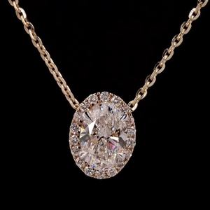 1.21 CT สร้อยคอเพชรรูปไข่ขนาด14K จี้รูปกุหลาบทองน้ำหนักเบาเครื่องประดับสุดหรูสำหรับสวมใส่ในทุกวัน - Product Image 5