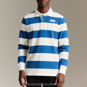 Camiseta de Rugby de algodón pesado Unisex 100% personalizada, ropa deportiva de sublimación personalizada, camisetas de Rugby transpirables de manga larga a rayas cosidas - Product Image 5